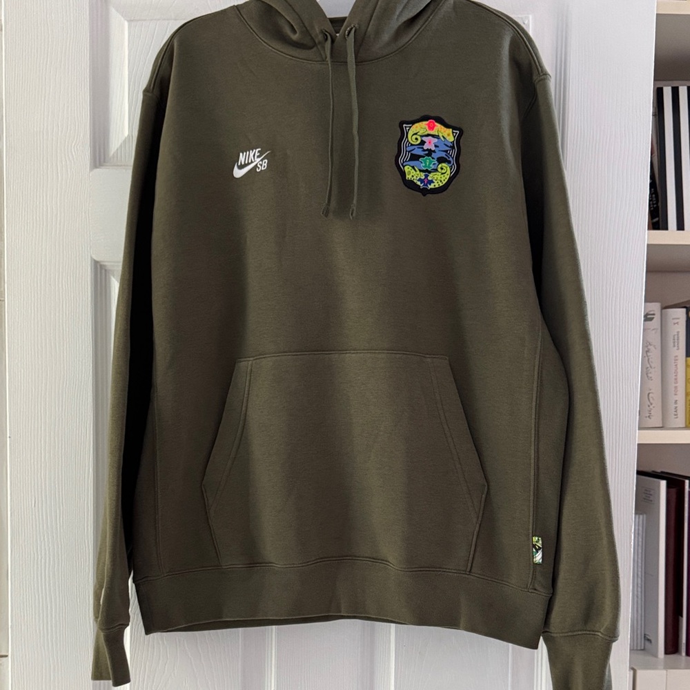 Nike SB Agnostic Olympics Fleece Pullover Hoodie in Medium Olive